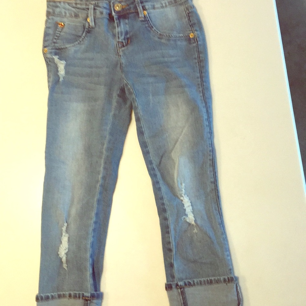 Girls Hudson denim cuffed jeans.